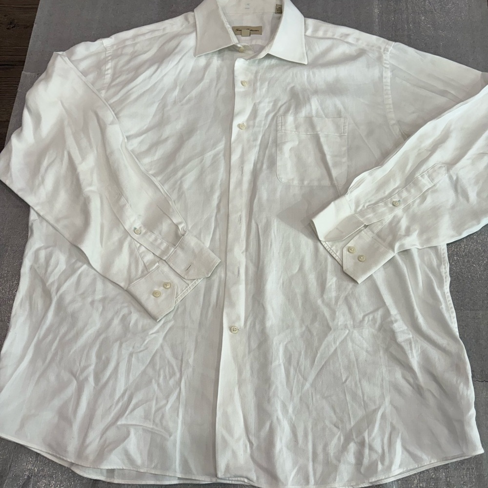 [17.5]Tommy Bahama White Cotton Soft Dress Shirt